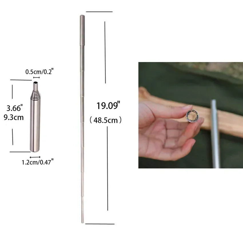 Palo de fuego plegable de acero inoxidable, nueva antorcha de soplado para exteriores, antorcha de Camping ajustable, herramienta de supervivencia de fuelle de bolsillo - imagen 5