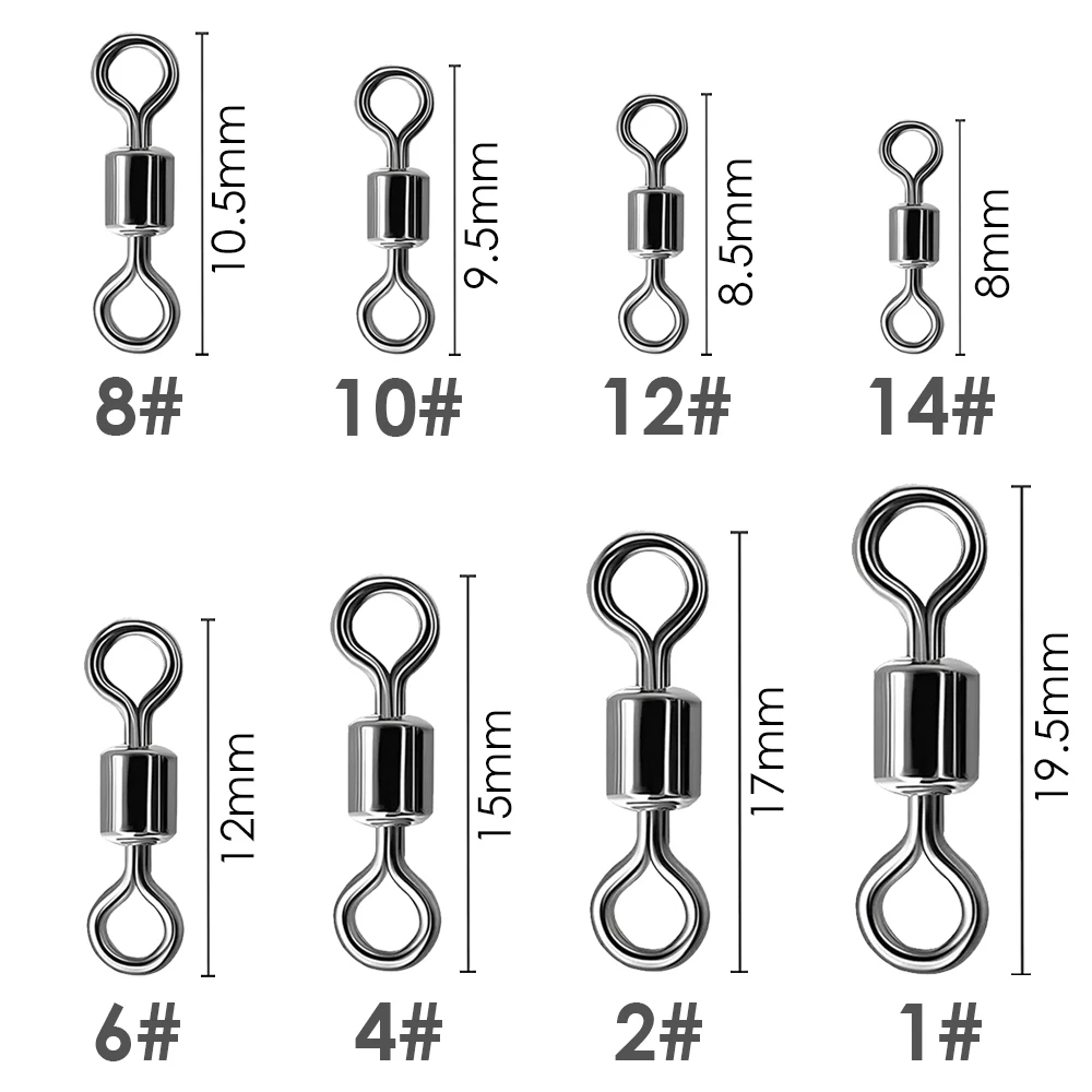 100 Uds. Conector rodante de rodamiento de acero inoxidable, barril giratorio, caja de aparejos, juego de herramientas de línea de señuelo, accesorios de pesca - imagen 3