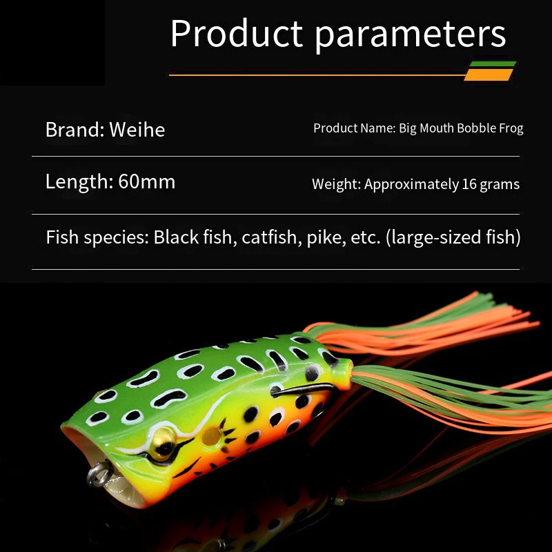 Señuelos de rana Topwater de boca grande, cebo de lubina de silicona realista duradero, flotante, realista para Lucio, cabeza de serpiente, salmón, trucha, bagre - imagen 5