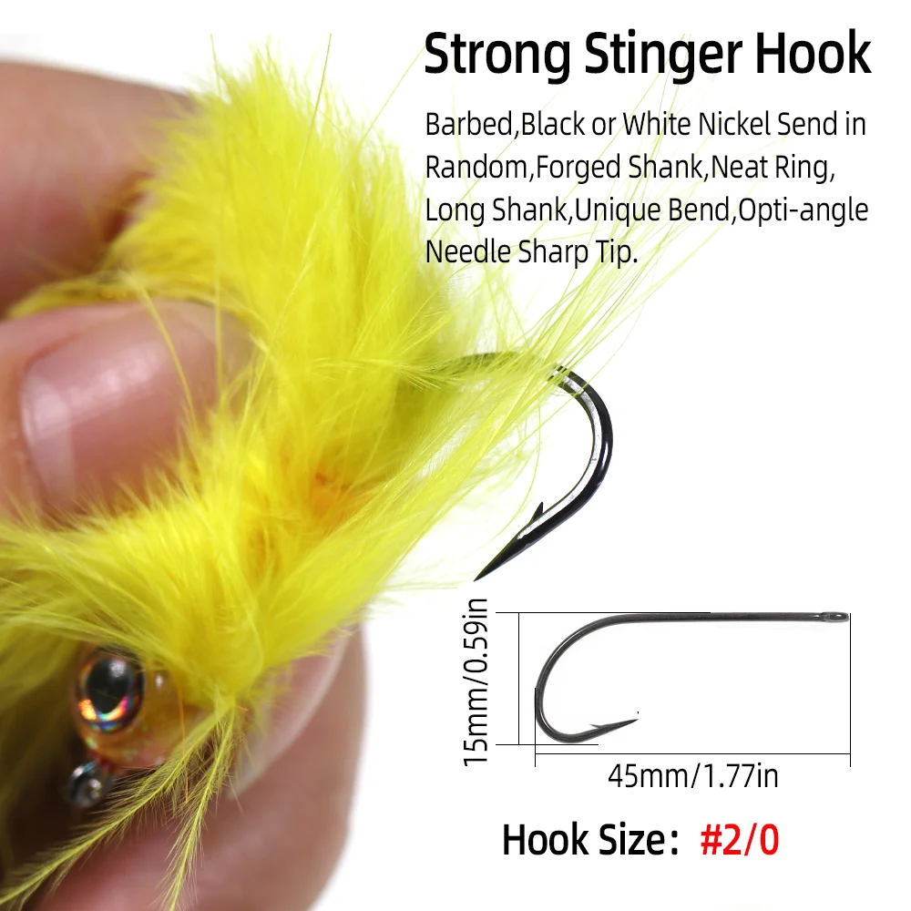 Wifreo 1pc/3pcs Rabbit Strip Zonker Streamer Fly Fish Mask Head 3D Epoxy Fish Eye Suspending Saltwater Streamer Fly Trout Lure - imagen 5