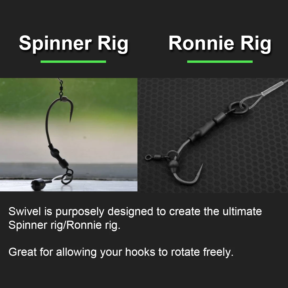 FishTrip-accesorios de pesca de carpa, anillo giratorio de cambio rápido, gancho giratorio de pesca de carpa, acero inoxidable para Ronnie/Spinner Rig - imagen 4
