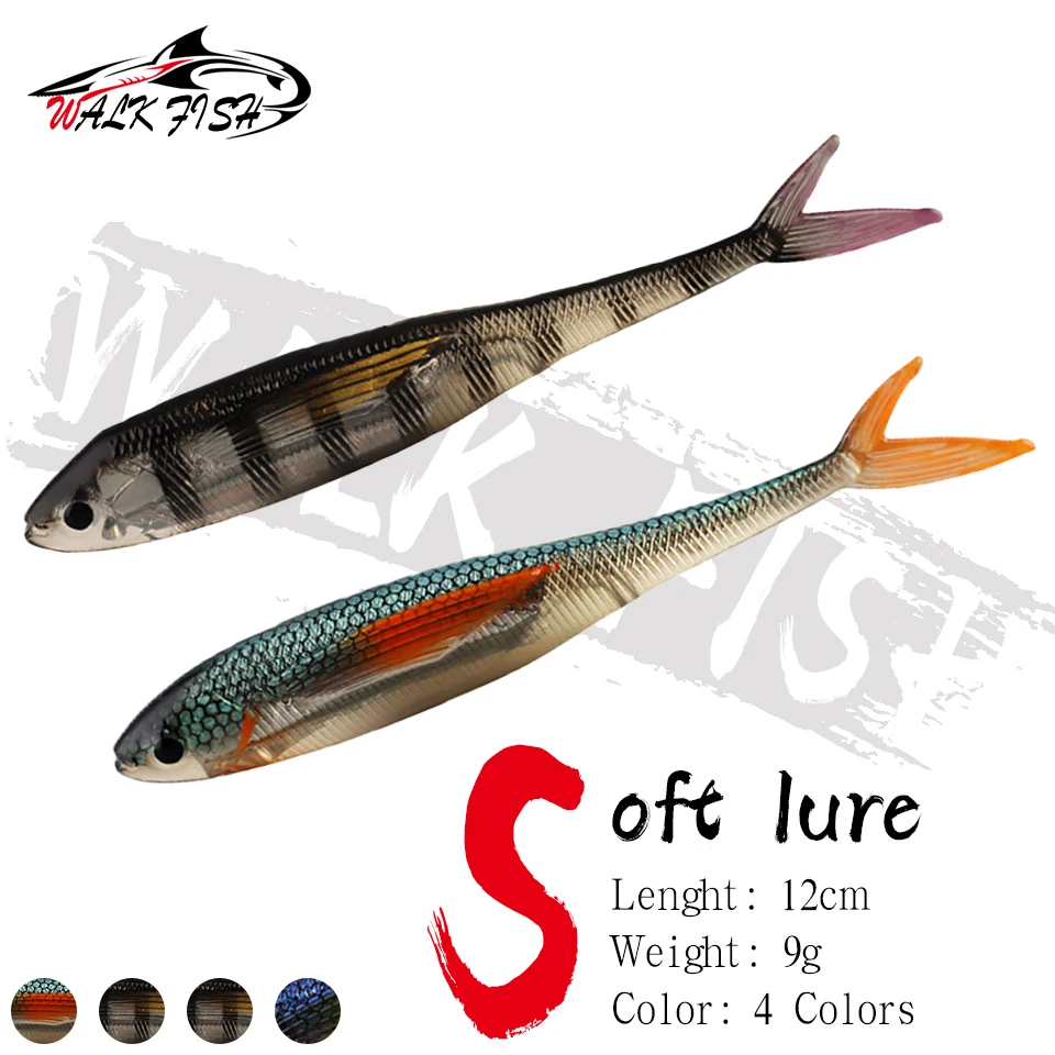 Señuelo blando 3D Walk Fish – Cola de pato para pesca marina