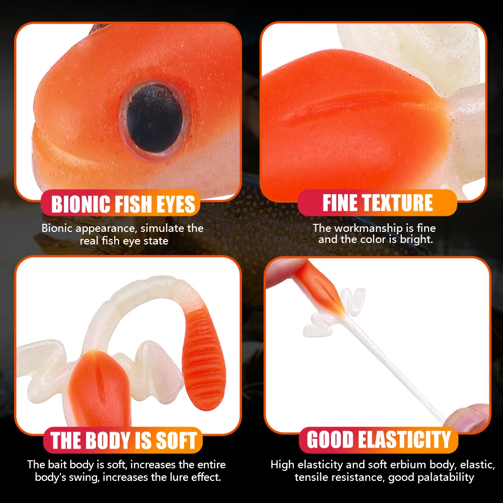 Cebo suave de silicona para pesca, señuelo biónico de cola plana, de goma giratoria, para salamandra, 5 unids/lote por bolsa - imagen 5