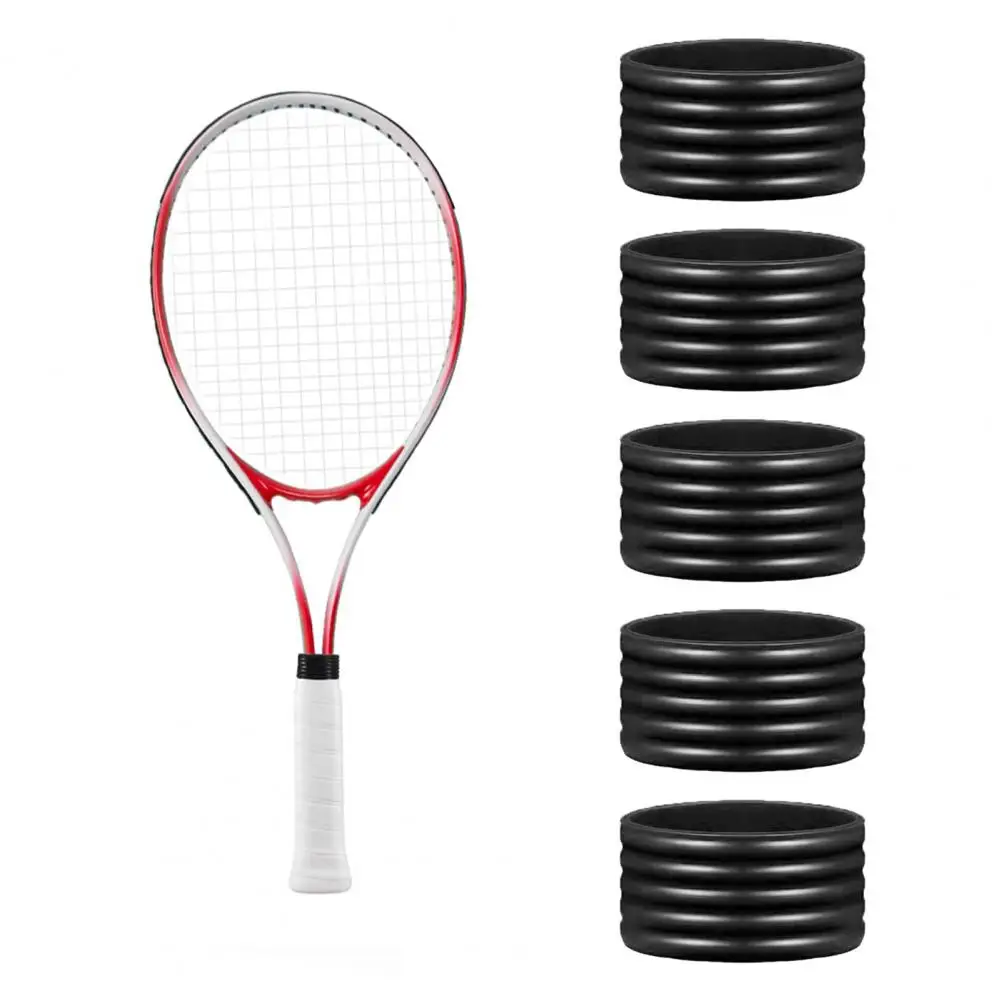 Anillos de protección de mango de raqueta de silicona, 5 uds., anillo de agarre de tenis, Pickleball, Racquetball, bádminton, Squash, bate, banda de mango Overgrip - imagen 4