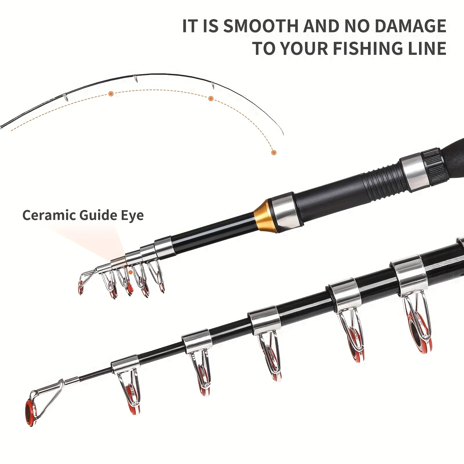 Mini caña de pescar de mar ultracorta para señuelo, caña de hielo de invierno, cañas de pescar telescópicas de bolsillo de 1M-2,3 M para viajes, agua dulce y salada - imagen 5