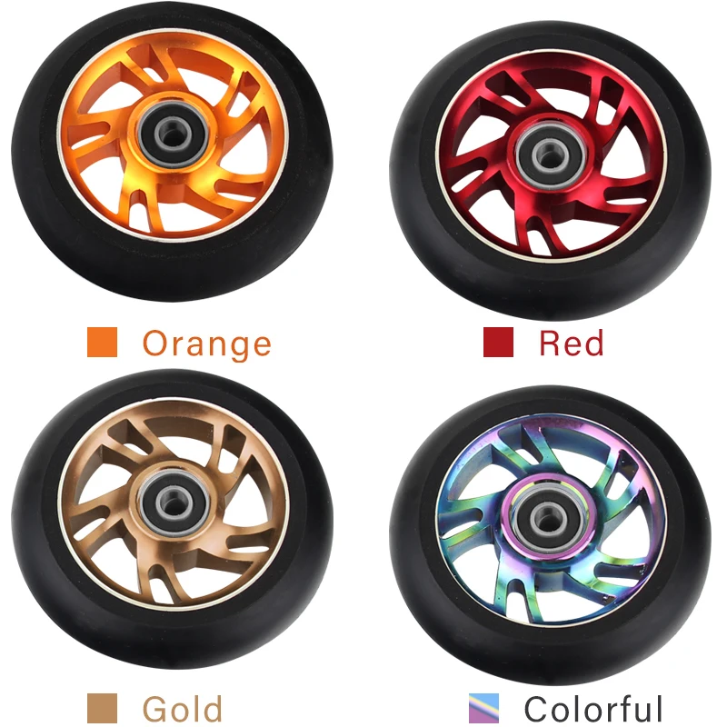 Reemplazo de ruedas de patinete de 100mm con rodamientos, piezas de patinete acrobático de PU resistentes al desgaste de aluminio, accesorios para patinete 2 unids/set - imagen 5