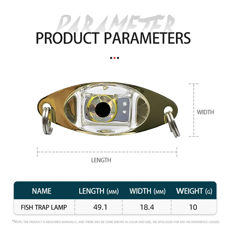 Luces de pesca de caída profunda, luz LED intermitente subacuática impermeable para pesca nocturna, luz de cebo con forma de ojo de Metal, señuelo de cebo de pesca - imagen 5