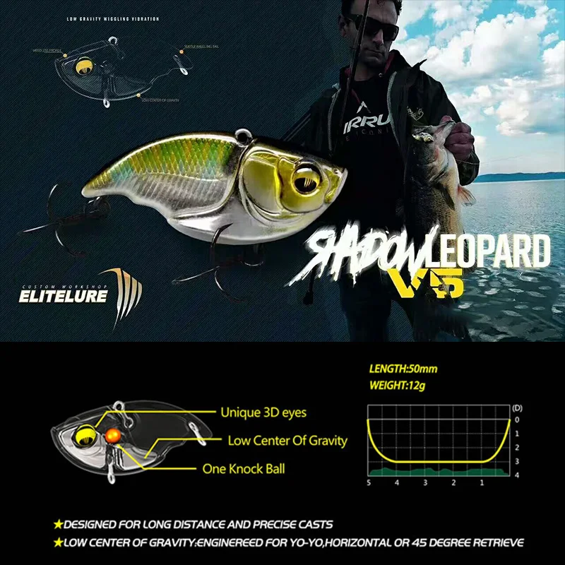 ELITELURE V5 12g de plástico sin labios hundimiento Crankbait VIB señuelos de pesca Wobblers cebos de vibración aparejos para pesca de lubina - imagen 5