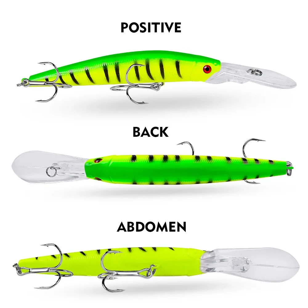 Señuelo de pececillo flotante Trolling, 145mm, 15,5g, labio largo, trucha de agua de mar, cebo Artificial, buceo, Swimbait, Pesca, suministros de regalo - imagen 5