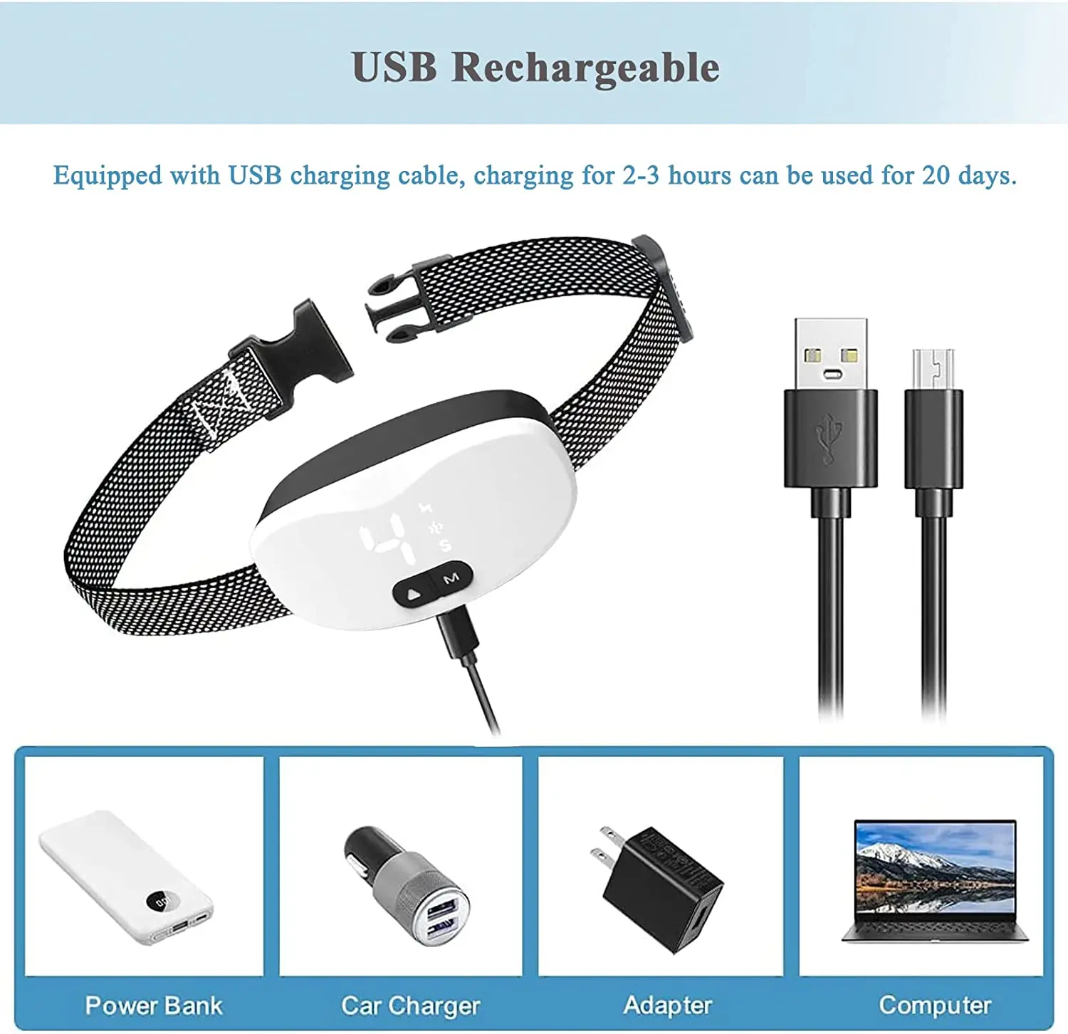 Collar antiladridos para perros, descarga eléctrica, sonido de vibración con LED para perros pequeños y grandes, collar de entrenamiento sin ladridos, accesorios para perros - imagen 3