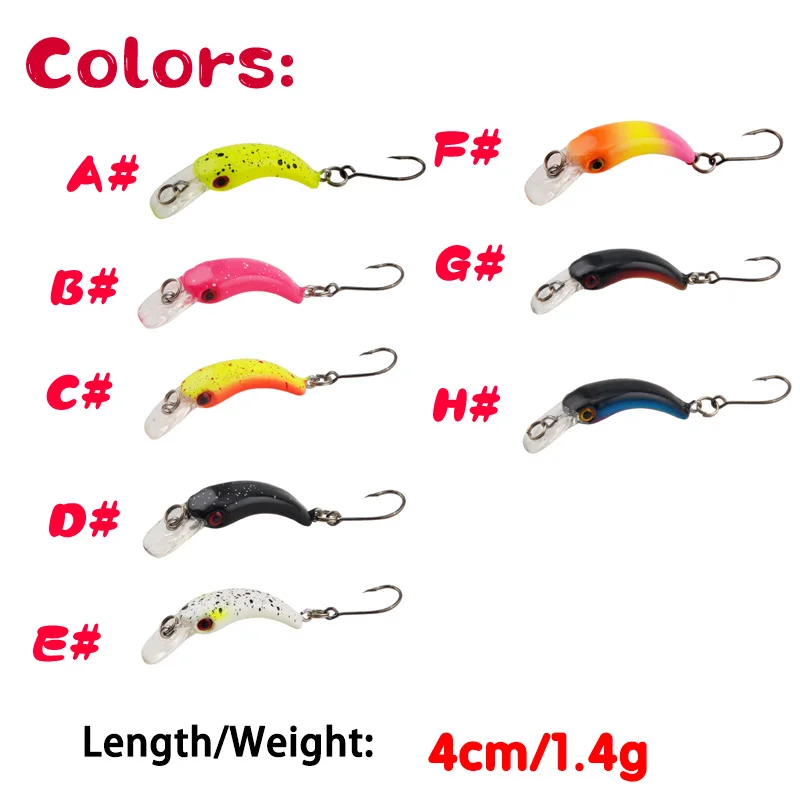 1 Uds señuelo de pesca Mini Crankbait trucha Minnow 4cm 1,4g 5cm 2,6g Wobbler de agua dulce Minnow manivela cebo duro Artificial aparejos de Lucio - imagen 4