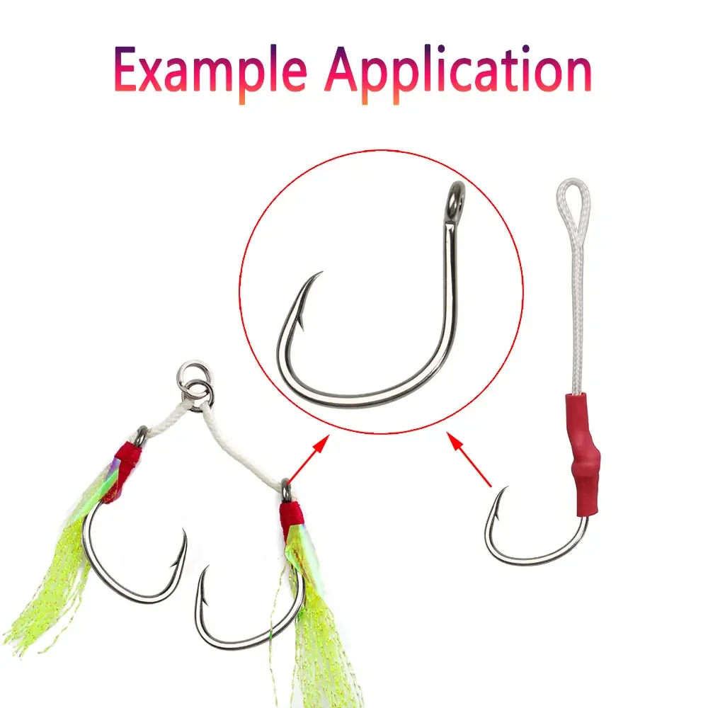10 piezas 1 # 1/0 2/0 3/0 4/0 5/0 anzuelo de asistencia de Jigging antioxidante de estaño mate anzuelos de agua salada de acero rico en carbono anzuelo de señuelo de púas - imagen 5
