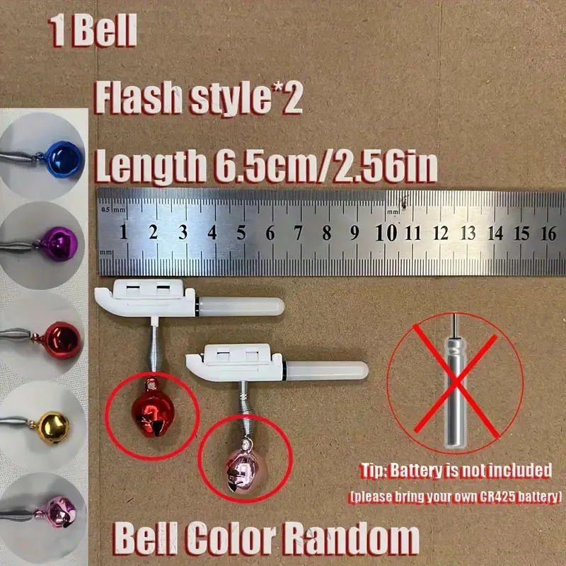 2 unids/set cañas de luz de pesca electrónicas campanas Led cañas de luz alarmas de mordida Cr425 (baterías no incluidas) - imagen 5