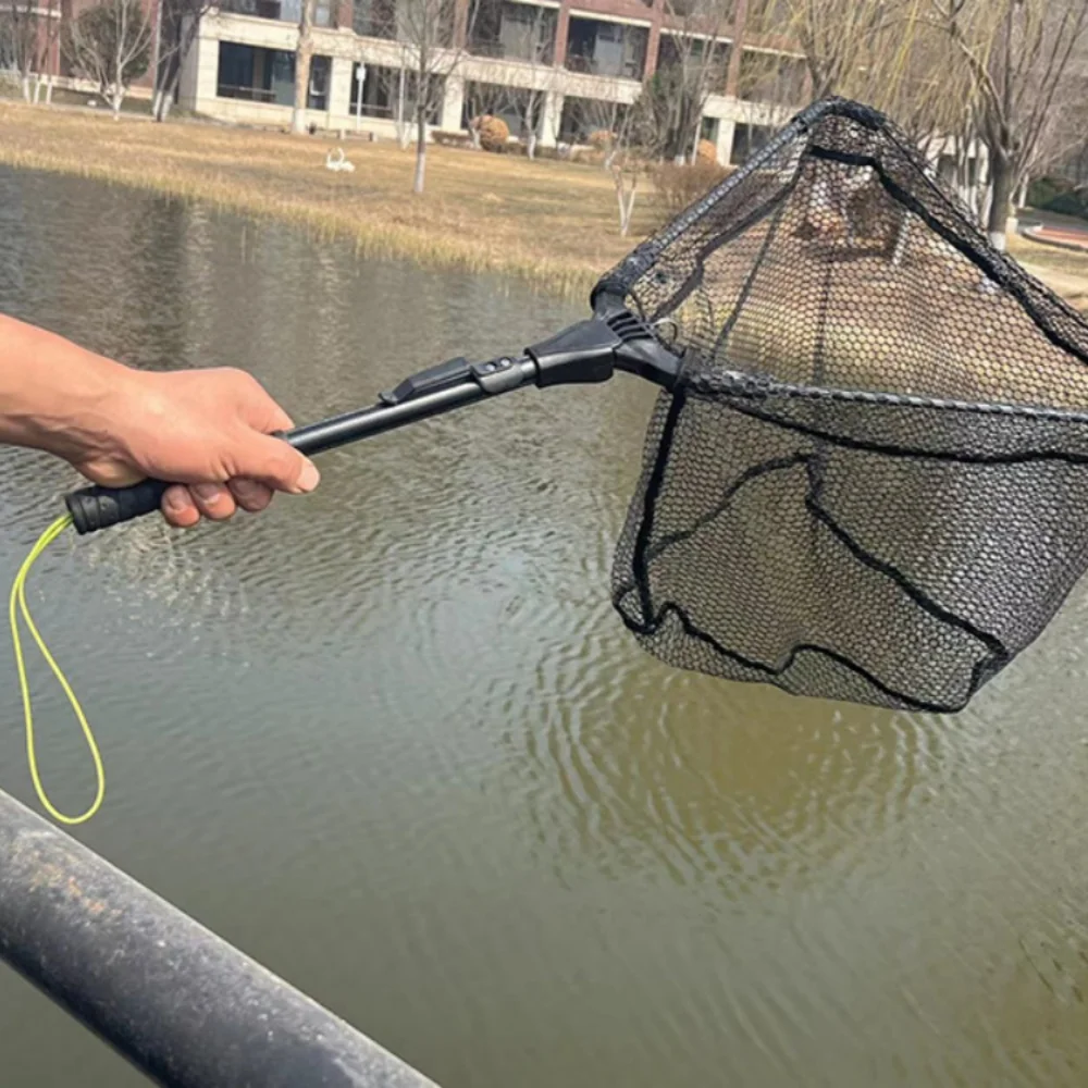 Red de pesca de aterrizaje, red de pesca flotante plegable, Dipnet portátil ultraligero de aleación de aluminio para engranajes de peces de agua dulce y salada - imagen 4