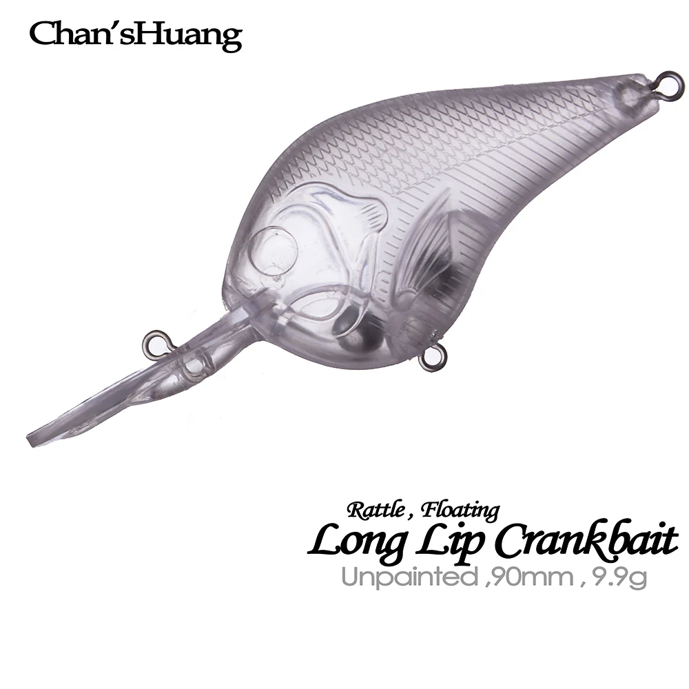 Chan'sHuang 20 piezas cebo en blanco sin pintar 9,9g/90mm sonajero flotante labio largo Crankbait DIY hecho a mano aparejos de señuelo de pesca Artificial