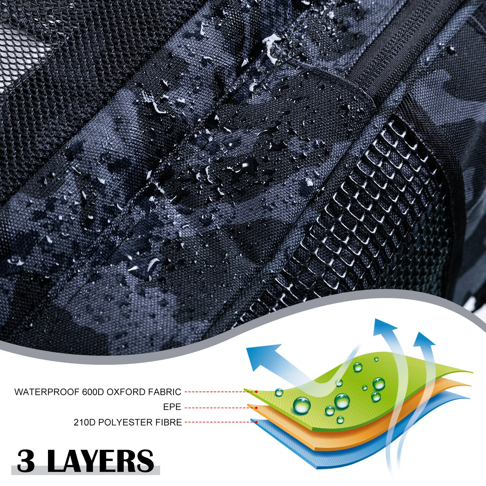 Goture-Bolsa de almacenamiento de equipo de señuelo impermeable, bolsas de aparejos de pesca, fondo de EVA de gran capacidad de 65L, bolsa de tela Oxford 600D multifuncional - imagen 4