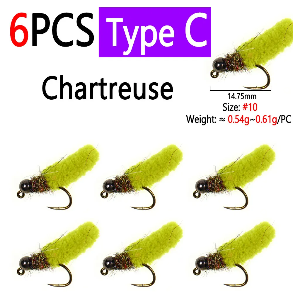 6pcs Chartreuse C