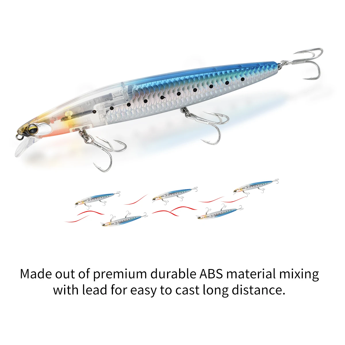 Señuelo de pesca de fundición larga, pececillo flotante de 14,5 cm y 27g con hoja de Flash, cebo de pesca para lubina, alta calidad - imagen 5