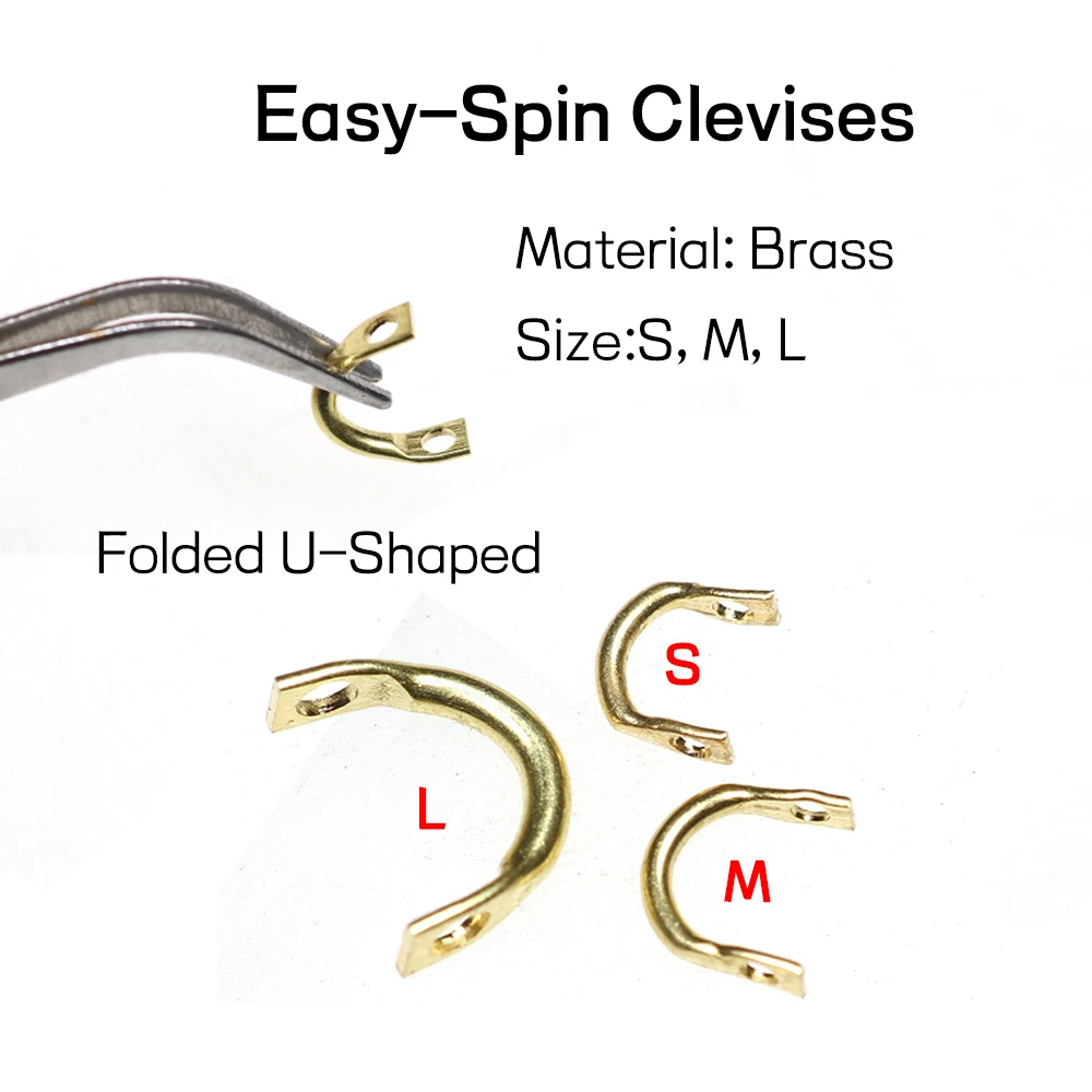Bimoo-Señuelos de Pesca de latón para manualidades, accesorios en forma de U, giratorios, fáciles de girar, S, M, L, 50 Uds. - imagen 2