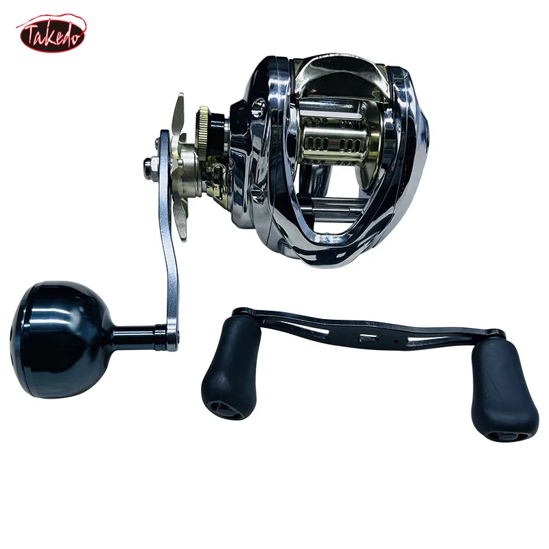 Carretes de pesca de Metal TAKEDO-TX01, relación de engranaje 7,2: 1, arrastre máximo de 12kg, carrete de Baitcasting, rueda de gota de agua para perca de lubina de atún - imagen 5