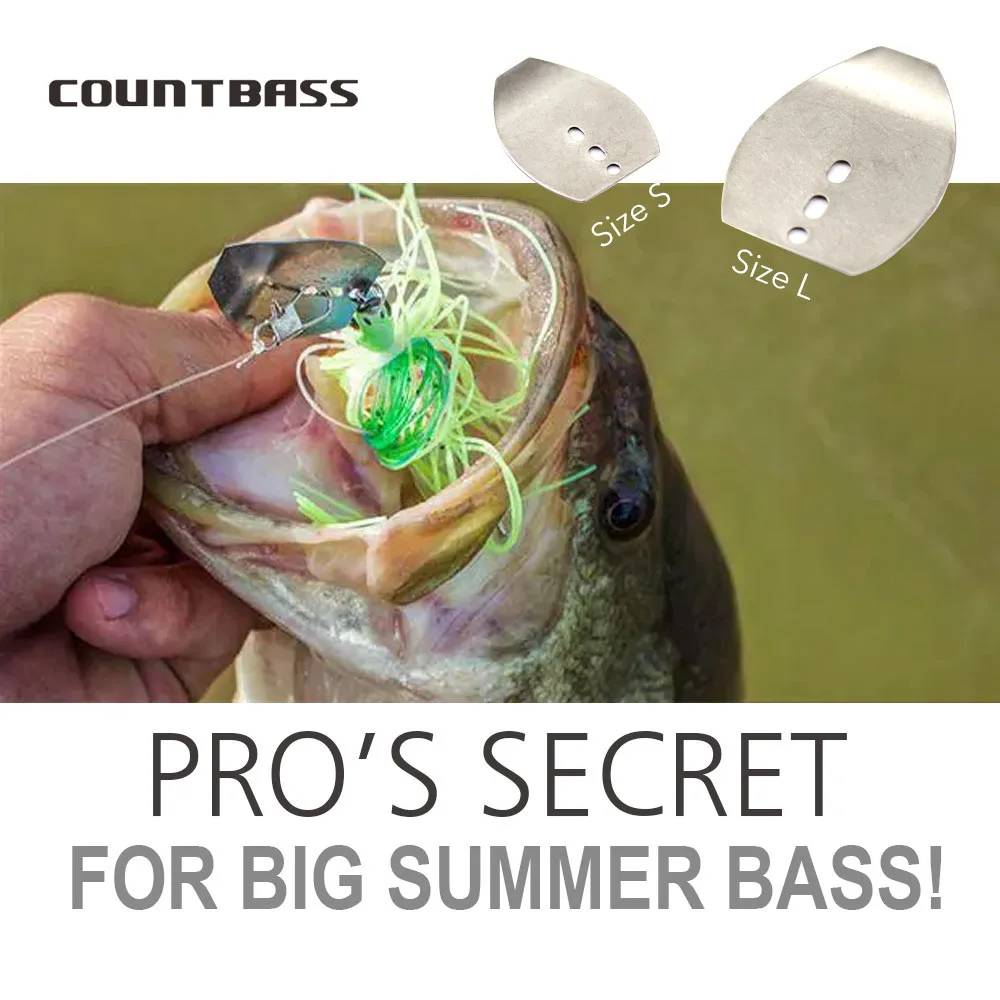 COUNTBASS 50 Uds. Cuchilla de plantilla de natación de 4 tamaños, hoja de acero inoxidable, plantillas de vibración DIY, señuelo de plantilla de pesca oscilante de fundición - imagen 5