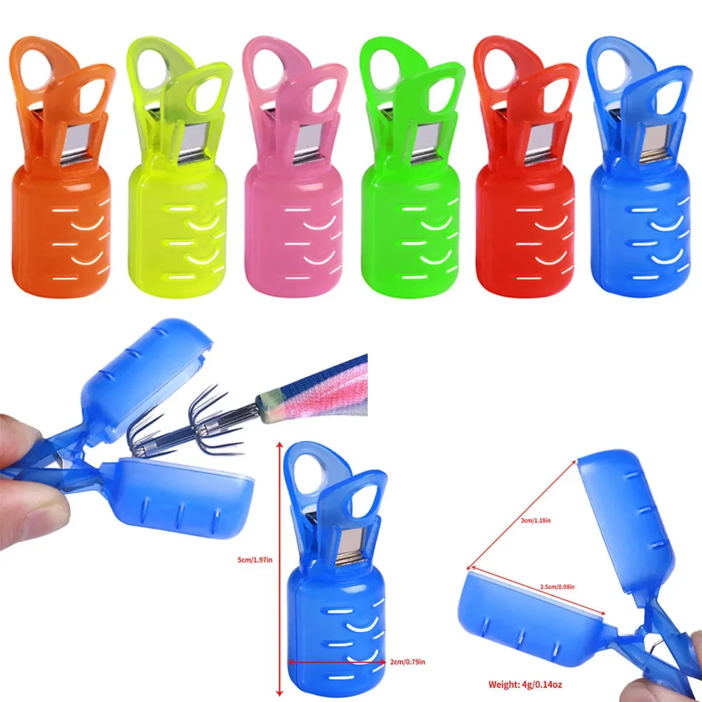 6 unids/set calamar Jig gancho cubierta pulpo sepia gancho plantillas de seguridad señuelo cubre madera camarones paraguas ganchos cubierta protectora