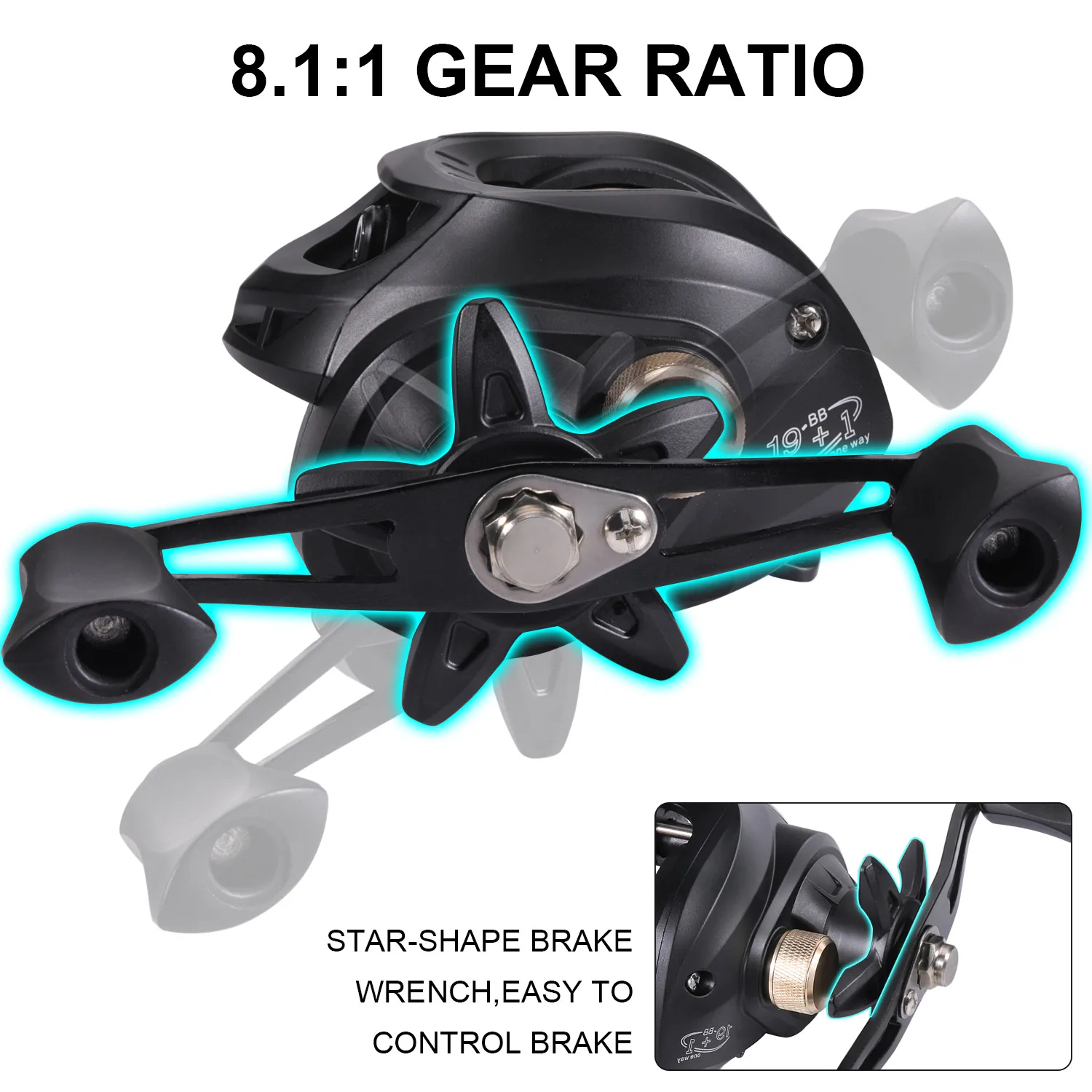 Carrrete baitcasting Sougayilang 8,1:1 con freno magnético y arrastre 17,6 lb - imagen 4