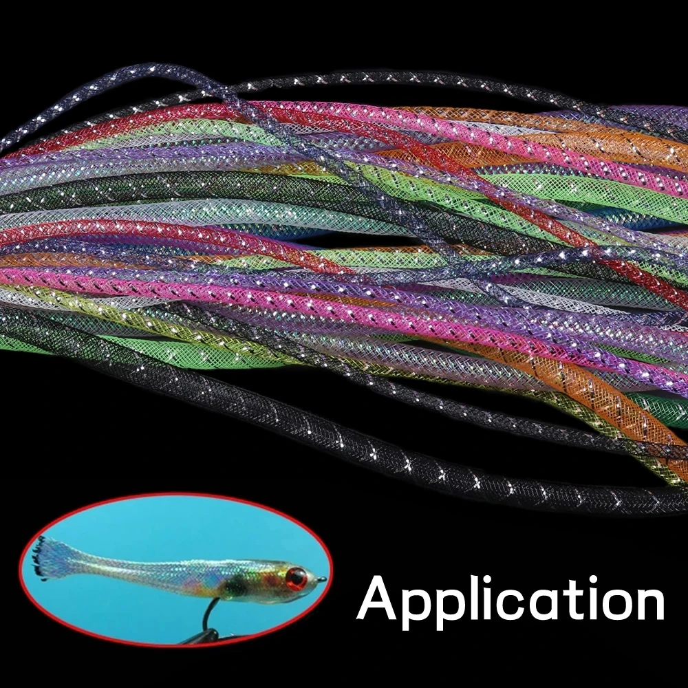 Wifreo-oropel holográfico de oro perla de 2 metros, tubo de Mylar, malla para atar moscas, cuerpo E Z, Material de pececillo, 8mm - imagen 2