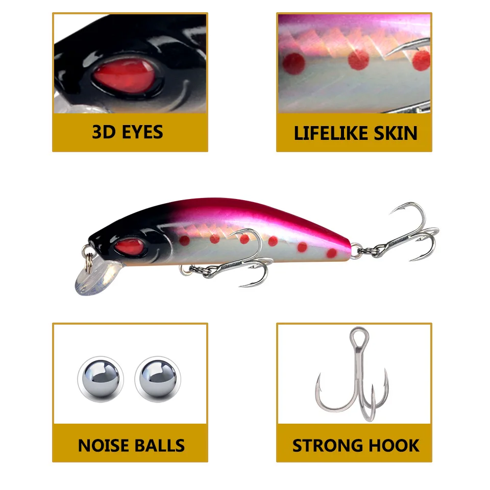 Señuelos de Pesca de 1 piezas, 11g, 7cm, que se hunden Señuelos de Pesca de lubina, cebo duro Artificial, Crankbait, aparejos de Pesca de carpa - imagen 3