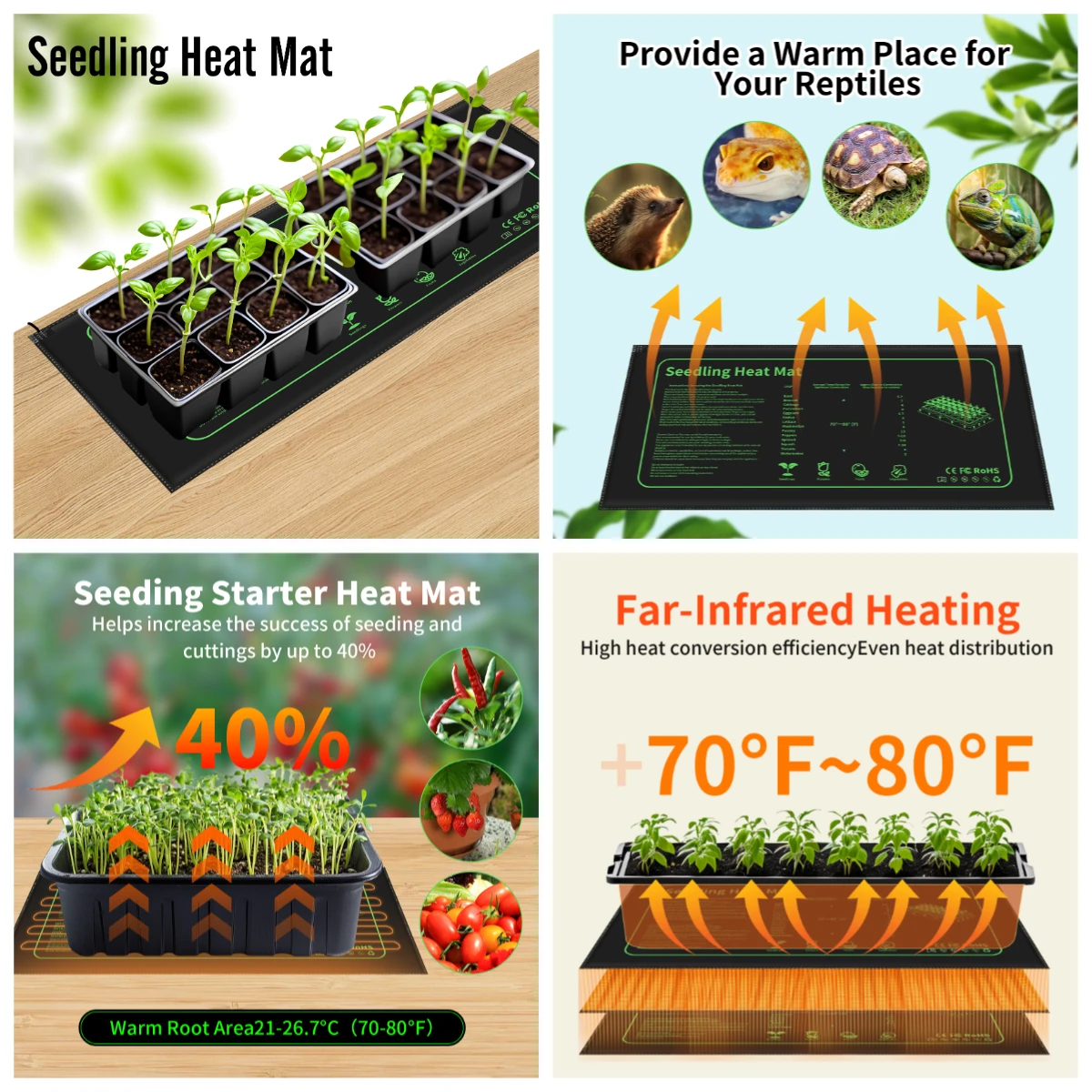 Estera térmica impermeable para plántulas, almohadilla cálida duradera para semillas de plantas, colcha calefactora hidropónica cálida para germinación, invernadero de jardinería - imagen 5