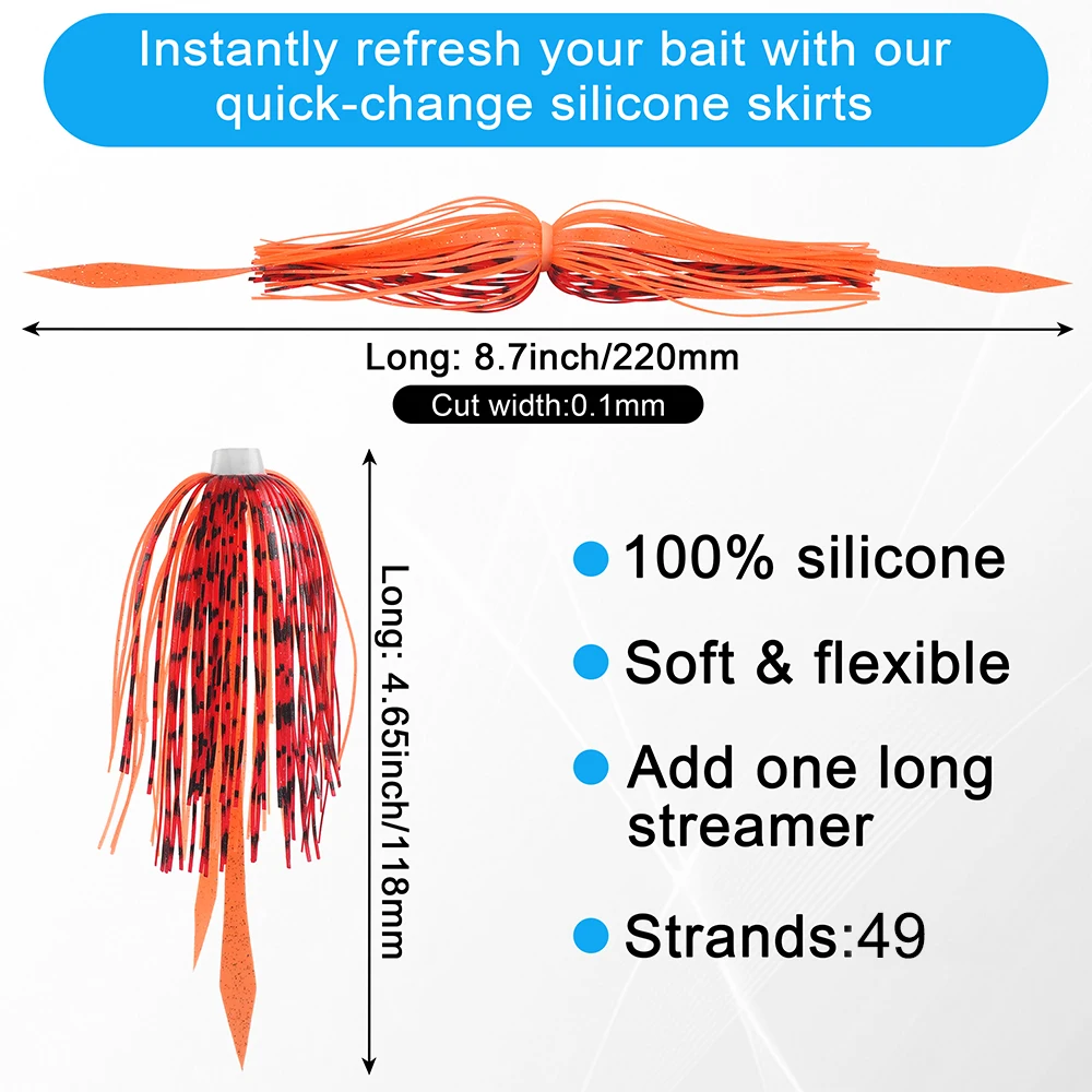 100/50/30 Uds faldas de plantilla de silicona falda de señuelo de pesca de repuesto con 49 soportes faldas de paraguas para Spinnerbaits Buzzbaits - imagen 2