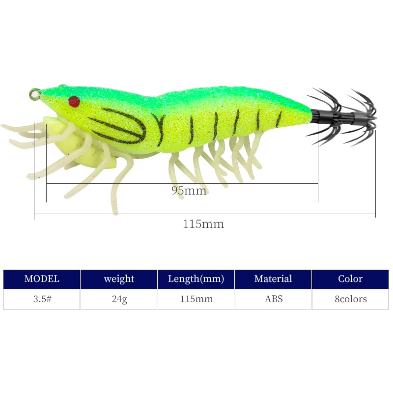 Plantilla de calamar 24g, cebo luminoso de calamar con sonido, plantilla de señuelo de calamar, señuelo de pulpo, juego de plantilla de mar, señuelo de pesca, cebo de sepia, anzuelo de calamar - imagen 2