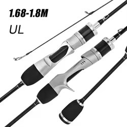 Canna de pescar de fundición giratoria UL, sistema Finesse de cebo pequeño, fibra de carbono ultraligera, 2 piezas, 1,68-1,8 m, 1-8g, para caña de pescar de trucha