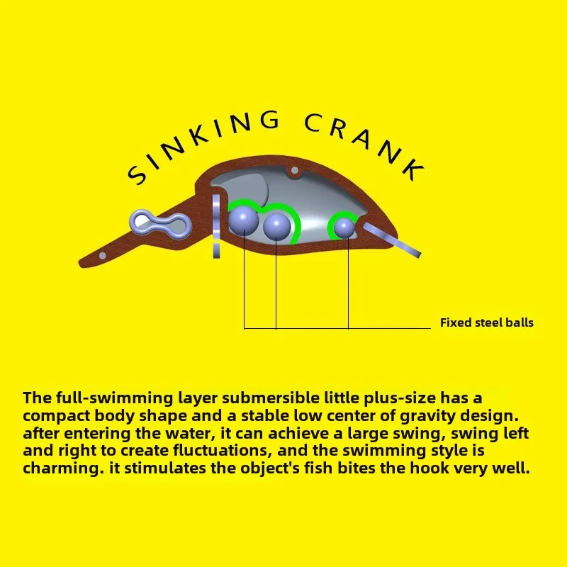 MUKUN 1 unidad de Señuelos de Pesca de campo de gestión Crankbait 40mm 2,1g cebo Artificial duro que se hunde para trucha de área - imagen 4