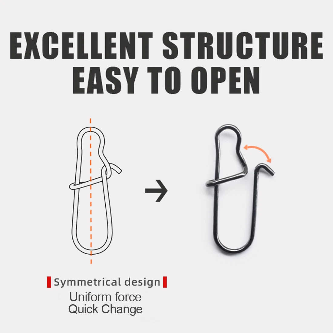 FishTrip-broches de pesca Duo Lock de alta resistencia, 50 ~ 200 paquetes de señuelo de cambio rápido de acero inoxidable, Snap, negro, níquel y plata - imagen 5