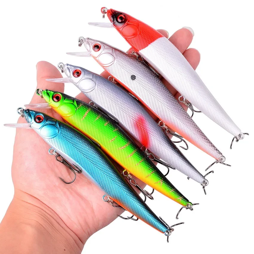 Aorace 1 Uds 14cm 21g Topwater wobbler ojos 3D señuelo de pesca Minnow cebo duro 3 anzuelos Crankbait aparejos de pesca flotantes - imagen 3