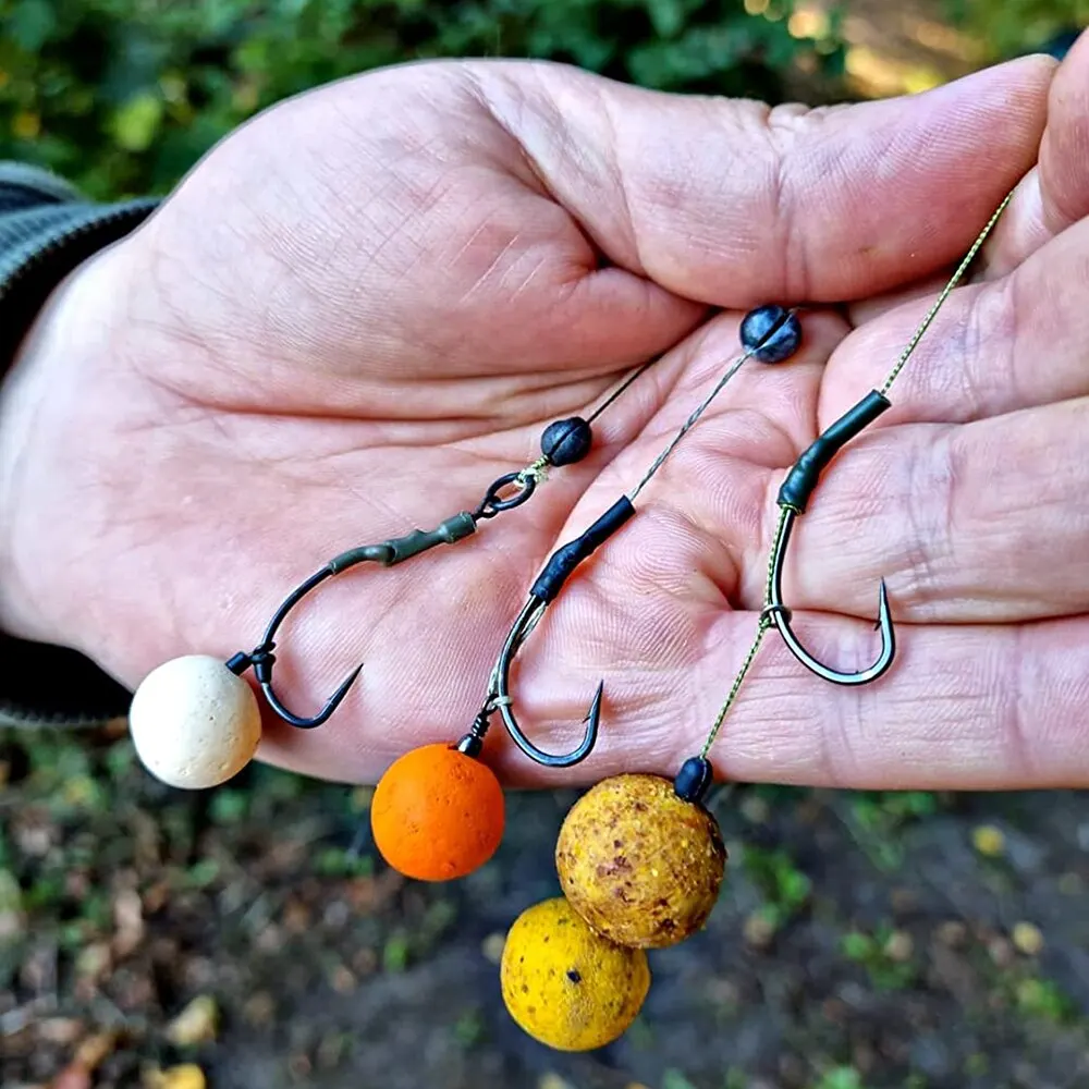 Hirisi-anzuelos de pesca de carpa, 50 Uds., revestimiento de PTFE, anzuelos de púas de acero rico en carbono en caja, accesorios de pesca 8011 - imagen 5