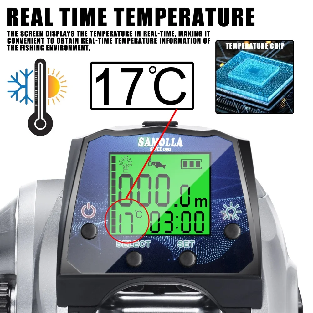 Carrete digital arrastre 6.3:1 con pantalla LCD temperatura y profundidad - imagen 4
