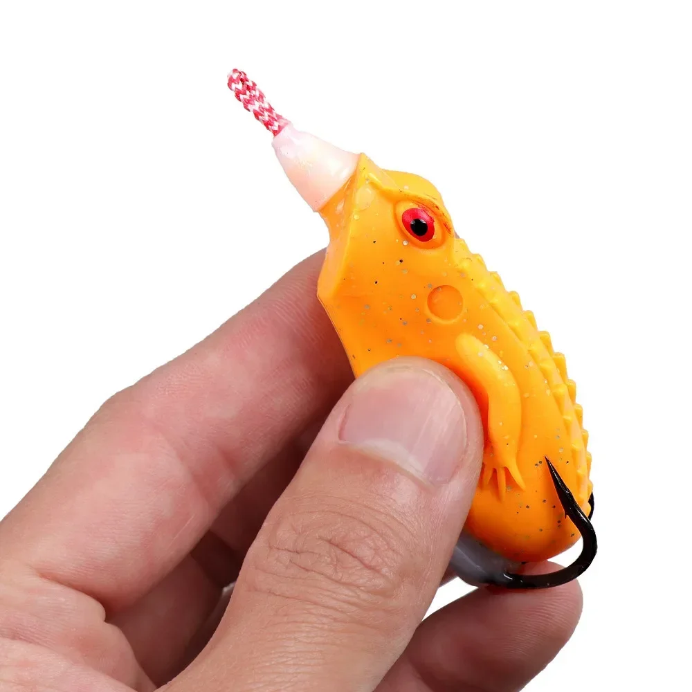 Señuelo de pesca de rana suave, cebo Artificial de 6cm/14,2g con doble gancho de sangre, TopWater - imagen 5