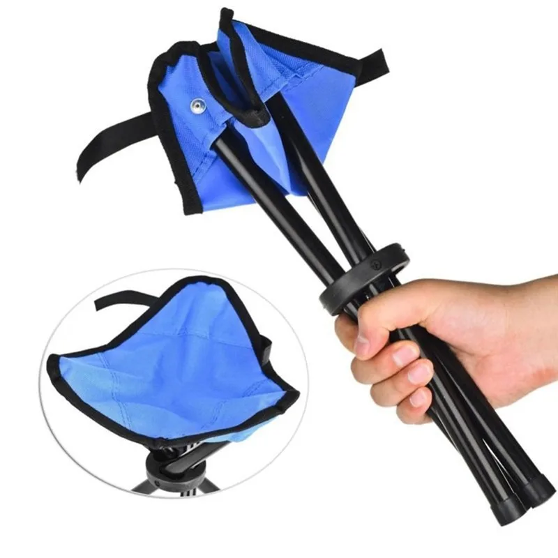 Silla plegable portátil pequeña para ocio al aire libre, taburete de tres patas, Camping, viaje, Picnic, actividades al aire libre, accesorios de pesca - imagen 2