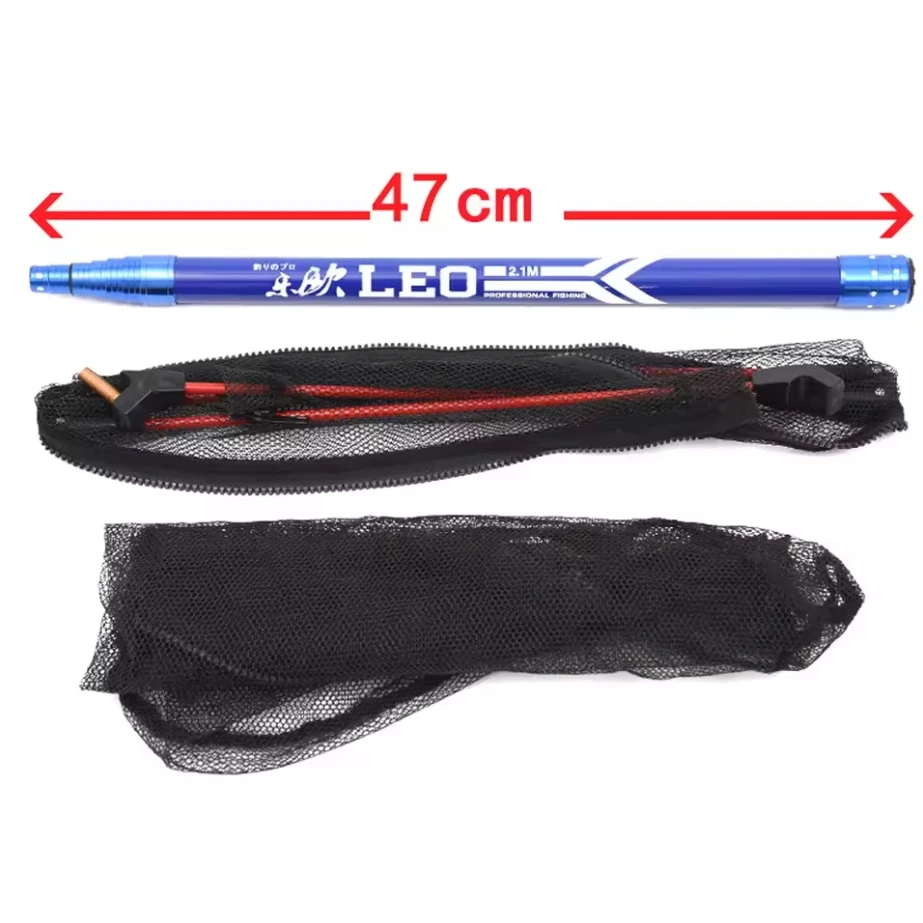 Red de aterrizaje de pesca telescópica ligera de aleación de aluminio de 210cm con mango de poste telescópico extensible aparejos de pesca de carpa - imagen 5