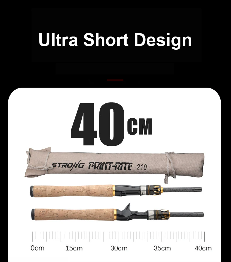 Caña de pescar ultracorta de fibra de carbono, caña de pescar superdura de viaje, multisección, Spinning/casting, 1,8 M/2,1 M/2,4 M - imagen 2