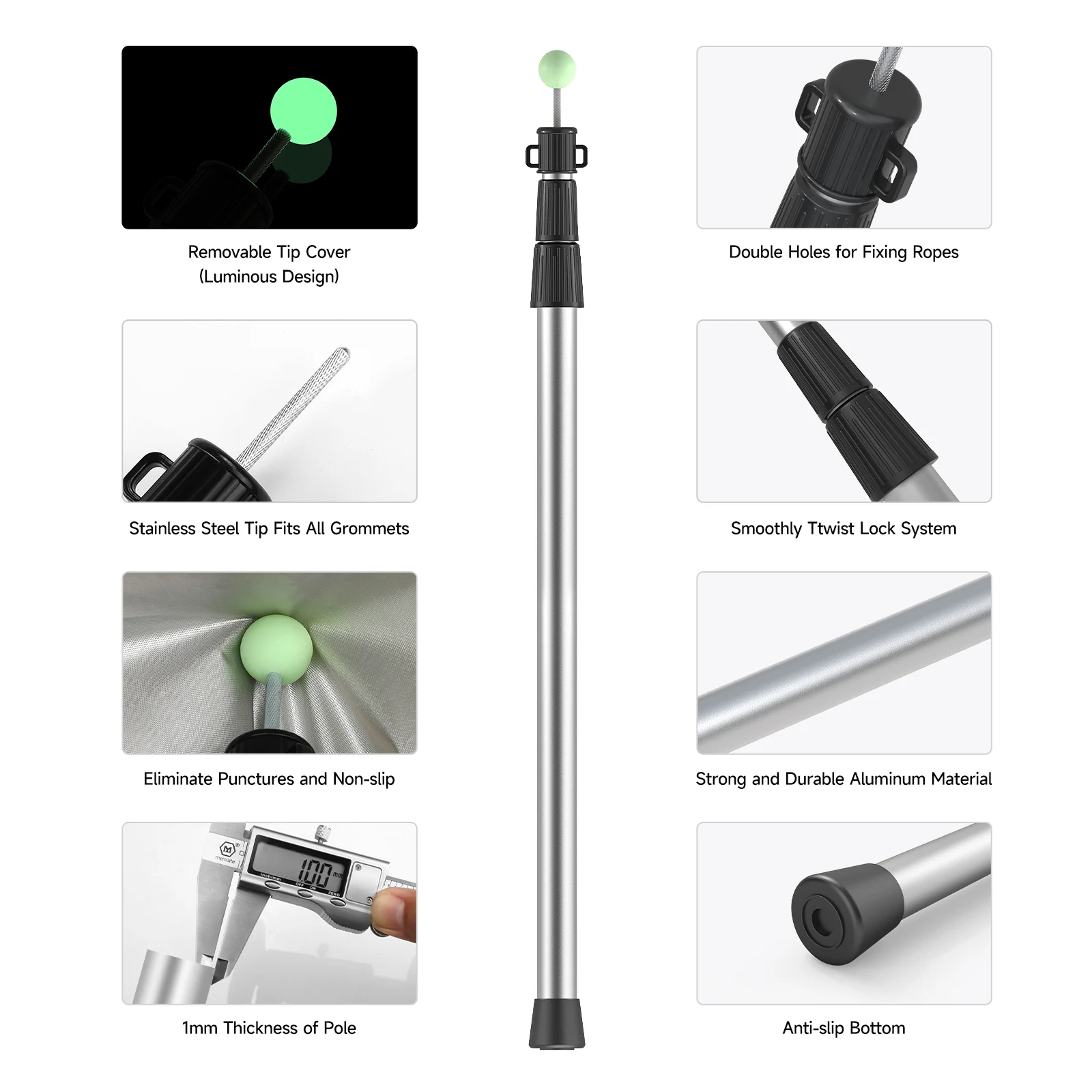 Postes telescópicos de aluminio SANLIKE para toldo y tienda