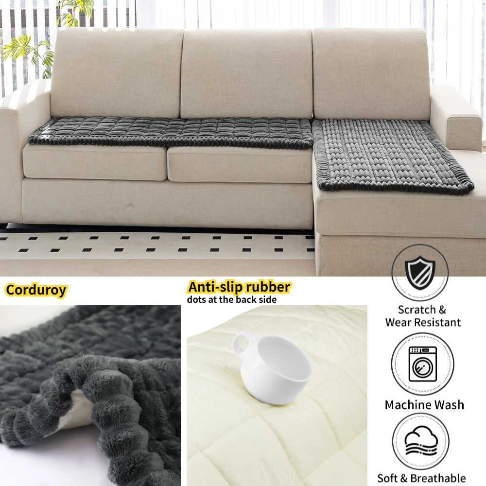 Funda de sofá de terciopelo, fundas universales de felpa para toallas de sofá, fundas antideslizantes, alfombrilla para sofá, Protector de muebles para sala de estar - imagen 5