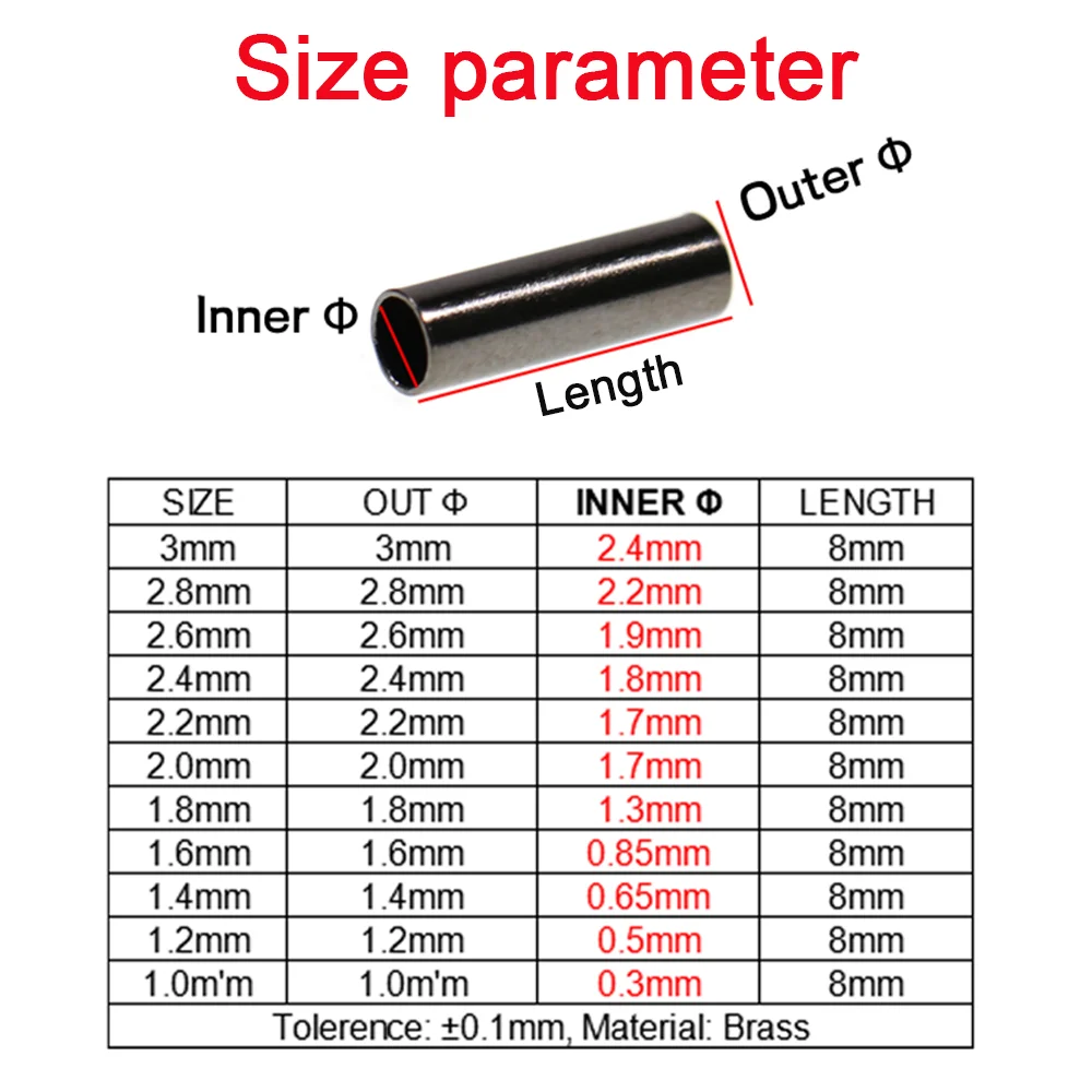 LIONRIVER-tubo de pesca de cobre redondo individual, color negro, tubo de alambre de pesca, manguitos de engarzado, conector, herramienta de accesorios de sedal - imagen 3