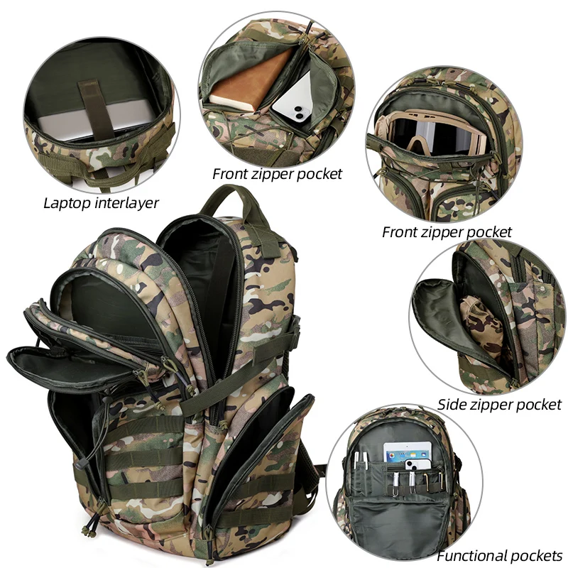 Mochila Molle de pesca para hombre, mochila táctica de viaje para caza, mochila de escalada para acampar al aire libre, bolsa deportiva grande para fin de semana múltiple - imagen 4