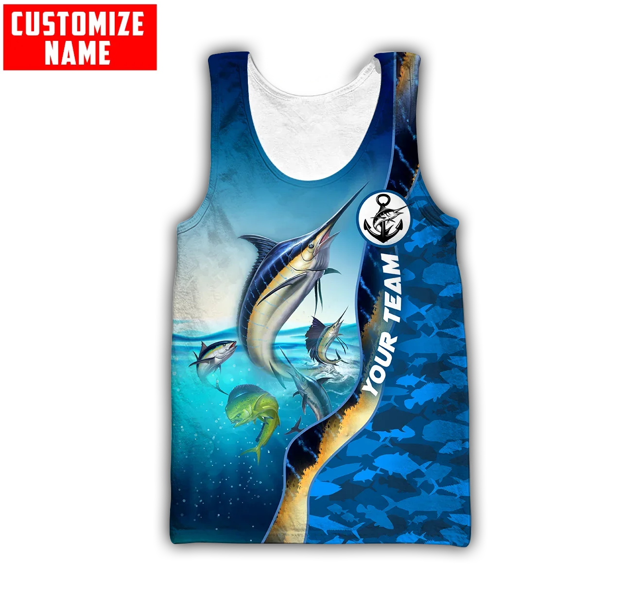 Camiseta sin mangas con nombre personalizado Mahi mahi para hombre, chaleco con estampado 3D de pesca, ropa de calle de verano, camisetas sin mangas geniales, Unisex, BX42 - imagen 4