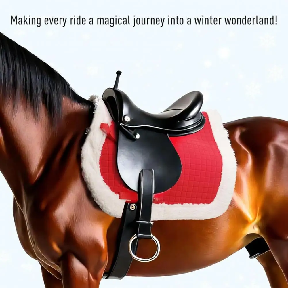 Disfraces de Navidad para caballos, sombrero de Papá Noel rojo, almohadilla para sillín de caballo, envolturas para piernas, accesorios de decoración, suministros para vacaciones de invierno, 1/4/7 Uds. - imagen 4