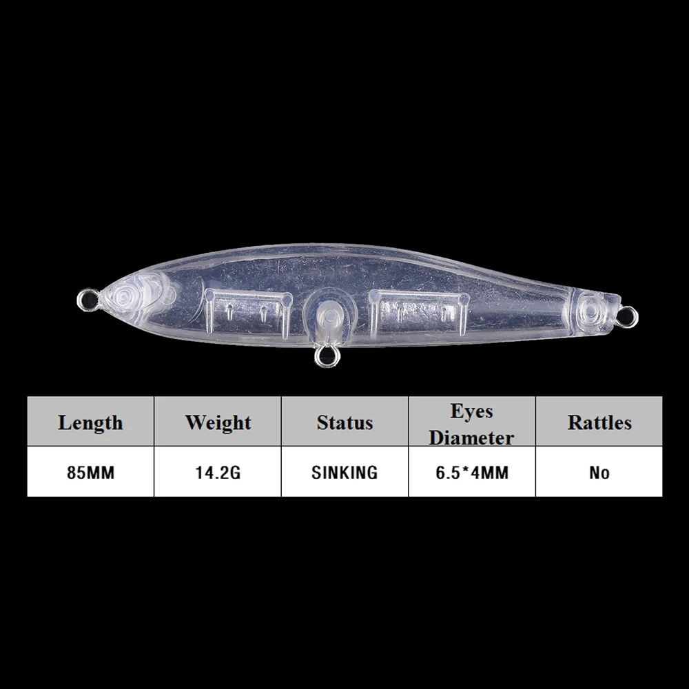 Chan'sHuang-señuelo de pesca Artificial, cebo en blanco sin pintar de 8,5 cm, 14,2g, lápiz de fundición larga silencioso, hecho a mano - imagen 2