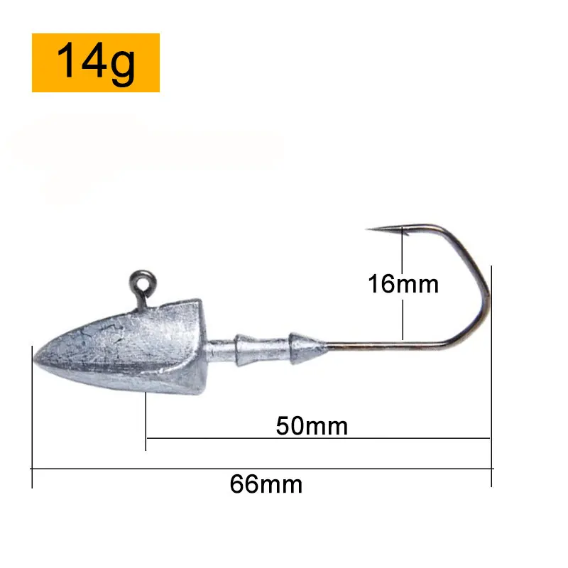JYJ-anzuelo de cabeza plomada, aparejos de pesca de 10cm, 8,5g, 15 unids/lote/caja con 5 piezas, 14g - imagen 4